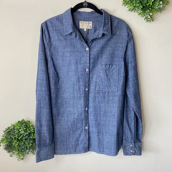 Rag & Bone blue chambray button down shirt size small - Picture 1 of 6
